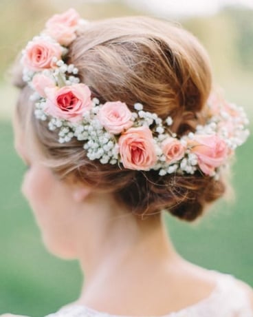 Rose and Babies Breath Floral Crown Flower Arrangement