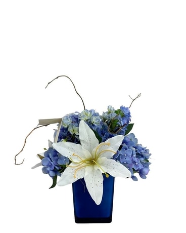 Artificial Blue Cube Flower Arrangement