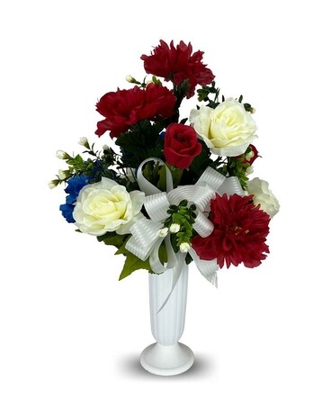 Patriotic Memorial Vase Flower Arrangement
