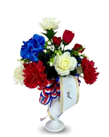 Memorial Patriotic Vase for Dad Flower Arrangement