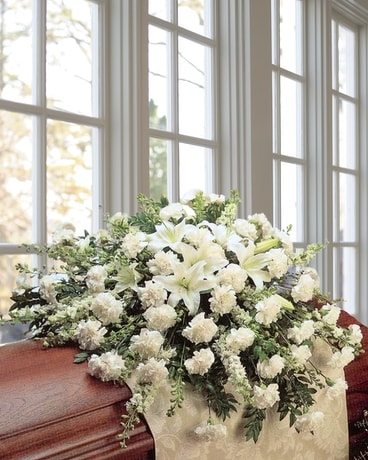 All White Casket Spray Funeral Casket Spray Flowers