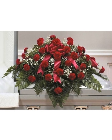 Red Carnation Casket Spray Funeral Casket Spray Flowers