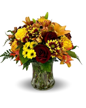 Golden Hues & Harvest Blooms Flower Arrangement
