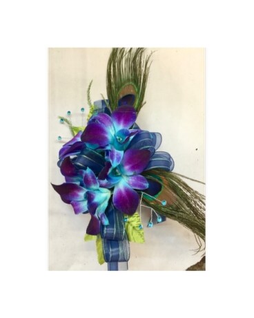 Peacock Feather Corsage Corsage