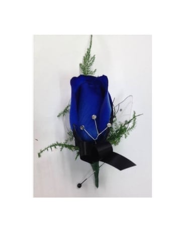 Blue Dyed Rose Boutonniere Boutonniere