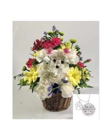 Dog Memorial Basket Flower Arrangement