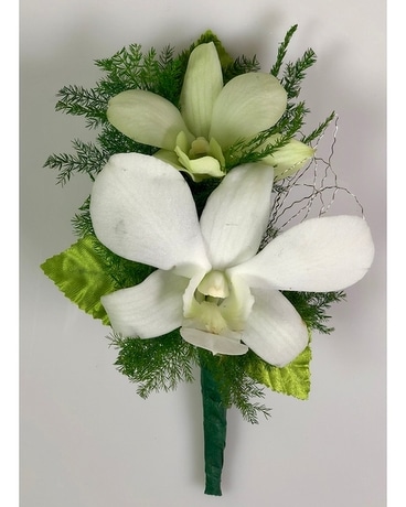 White Dendrobium Boutonniere Boutonniere