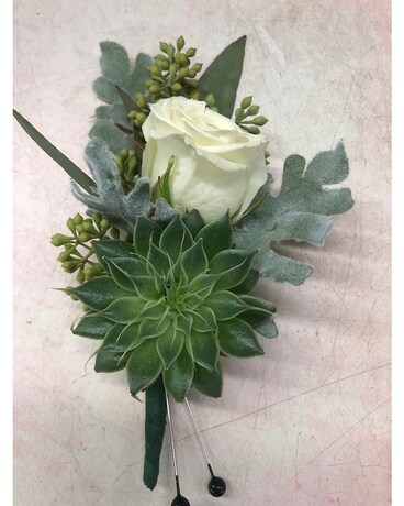 Succulent & Rose Boutonniere Boutonniere