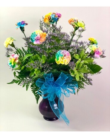 Tye Dye Carnations Flower Arrangement