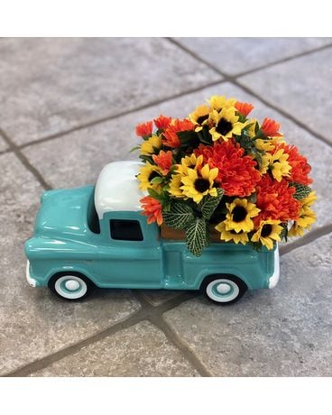 Chevy Truck Artificial Arrangement Flower Arrangement