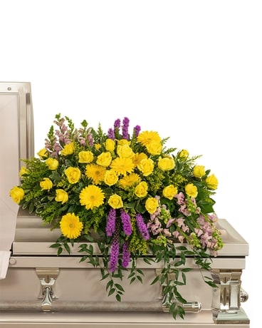 Sunshine from Heaven Casket Spray Funeral Casket Spray Flowers