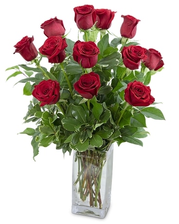 Classic Dozen Red Roses Flower Arrangement