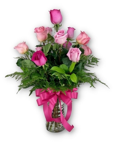 Shades of Pink Roses Flower Arrangement