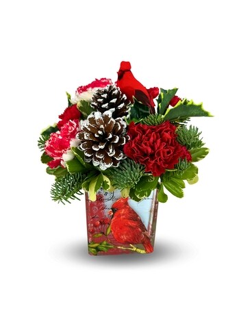 Cardinal Cube Flower Arrangement
