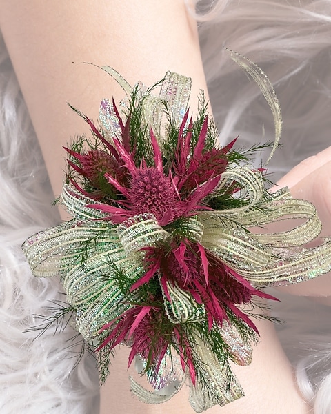 Thistle Corsage in Wichita KS - Tillie's Flower Shop Thistle Corsage in Wichita KS - Tillie's Flower Shop