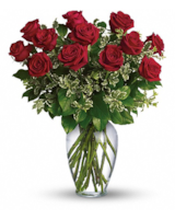 12 Red Roses size,  inches height and  inches wide.