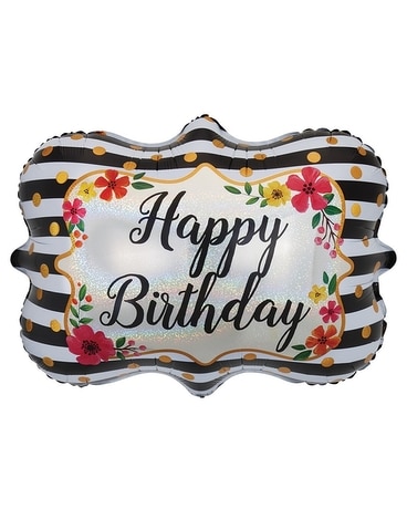 Birthday Jumbo Floral Stripes Balloon Balloons