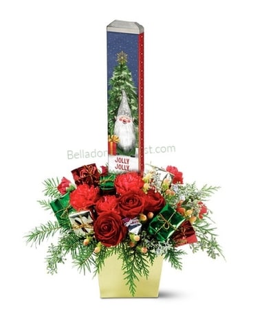 Gnome Christmas Gift Bouquet Flower Arrangement