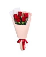 5stem Red Rose Wrap size,  inches height and  inches wide.