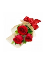 3stem Red Rose Wrap size,  inches height and  inches wide.