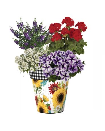 18in Art Planter with Annuals