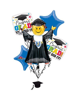 Graduation Smiley Face Balloon Bouquet