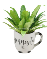 Mug with Green Plant size,  inches height and  inches wide.