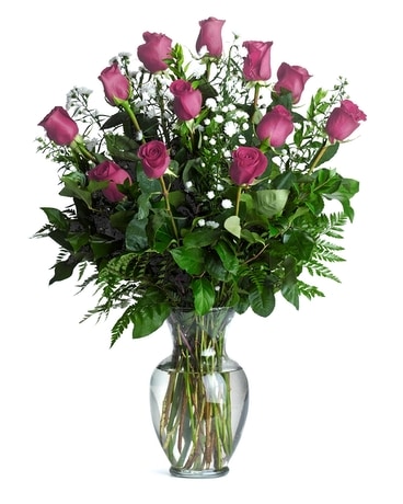 One Dozen Long Stemmed Pink Roses Flower Arrangement