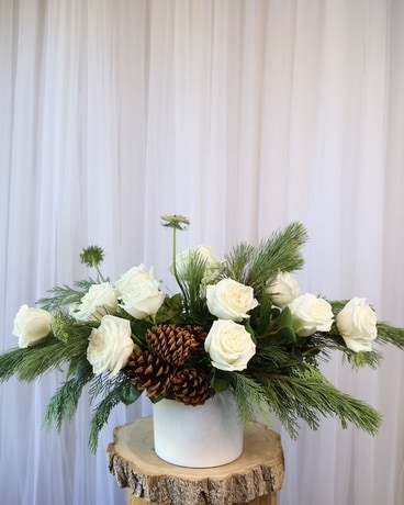 Winter Divine Dozen White Flower Arrangement