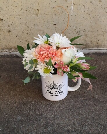 Phi Mu Mug Arrangement Flower Arrangement
