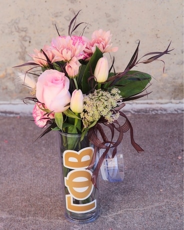 Gamma Phi Beta Tumbler Flower Arrangement