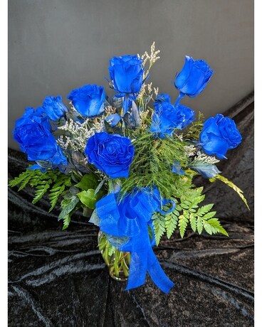 Dozen Blue Roses Flower Arrangement
