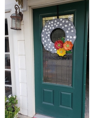 Demdaco Polka Dot Wreath with Flowers Door Hanger Custom product