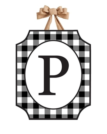 Black & White Check Monogram P Door Décor Custom product