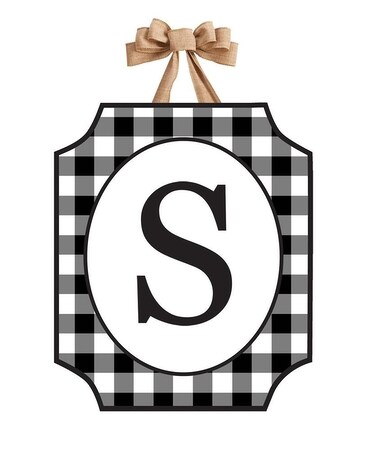 Black & White Check Monogram S Door Décor Custom product