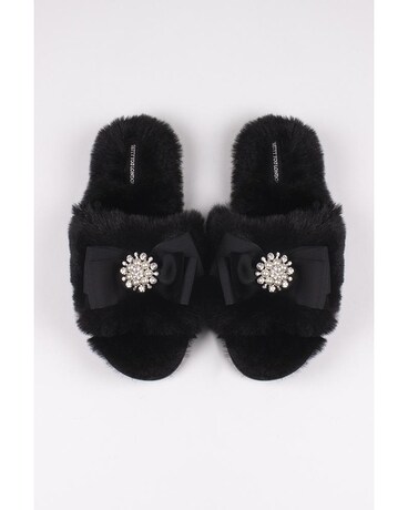 fur toe post slippers