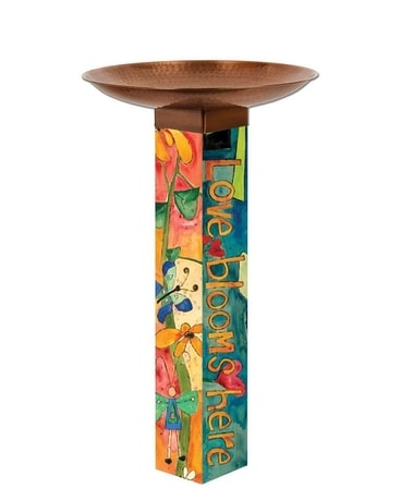 Love Garden Bird Bath Art Pole w/ Copper Topper Custom product