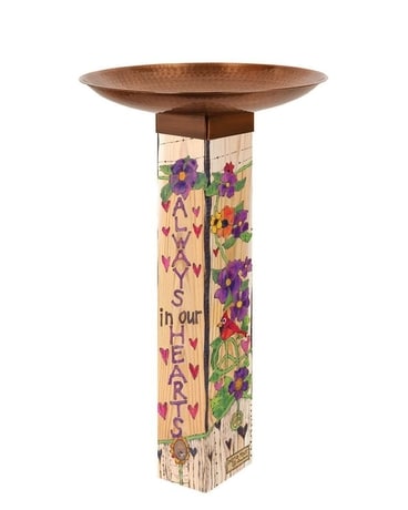 Our Hearts Remember Bird Bath W/ Copper Topper Flower Arrangement