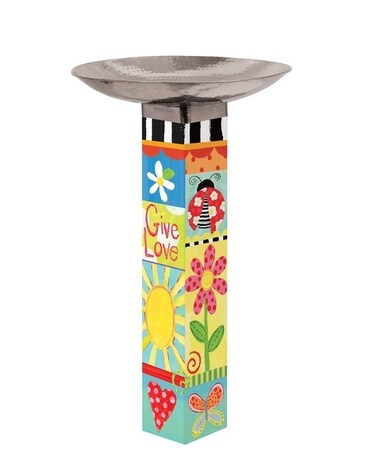 Folk Garden Bird Bath Art Pole w/ Stainless Topper Custom product