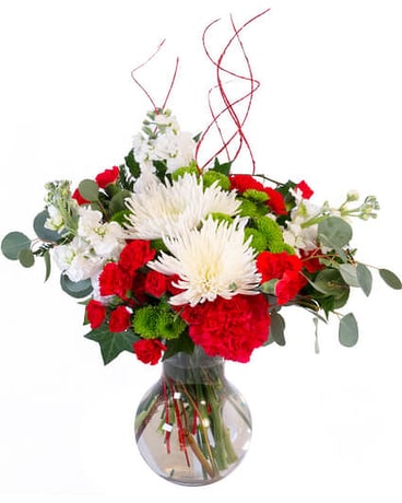 jolly red and white boquet Flower Arrangement