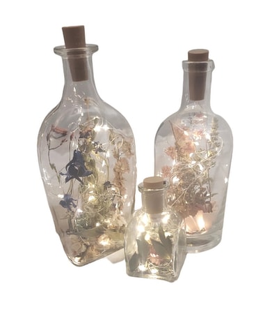 Boho dried bottle trio with dried flowers Dried Flowers