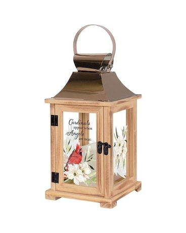 cardinals natural wood lantern #57631 Gifts