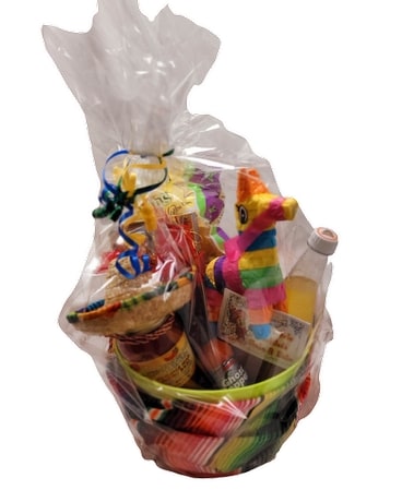Small Fiesta Gift basket Flower Arrangement