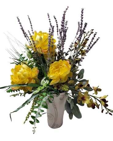 yellow dream silk floral arrangement Dried Flowers