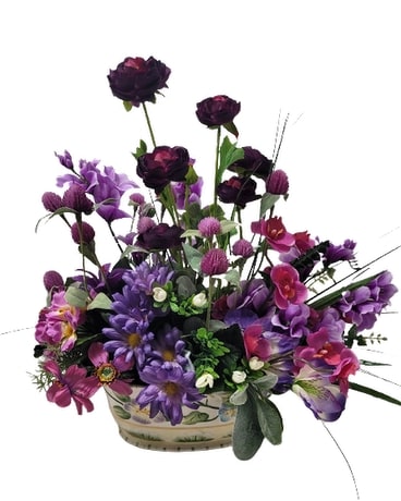 purple garden silk floral arrangement Dried Flowers