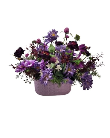 shades pf purple silk floral arrangement Dried Flowers