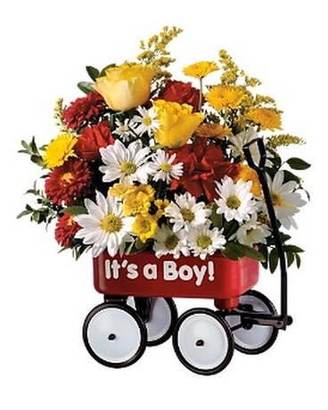 Baby's First Wagon - Boy Flower Arrangement