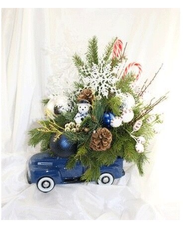 Ford Christmas Truck Flower Arrangement