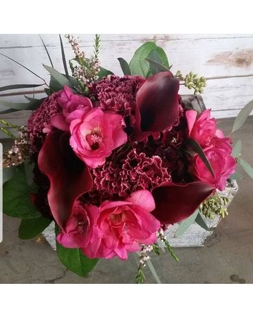 Burgundy Posey Bouquet Wedding Arrangement