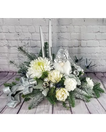 Gnome for the Holidays Flower Arrangement